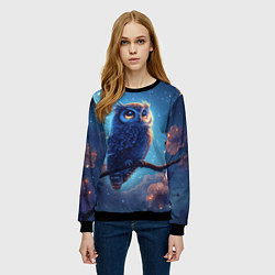 Свитшот женский Ночная сова на ветке, цвет: 3D-черный — фото 2