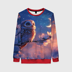 Женский свитшот Сова на фоне ночного неба