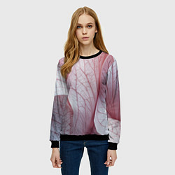 Свитшот женский Розовые листья, цвет: 3D-черный — фото 2