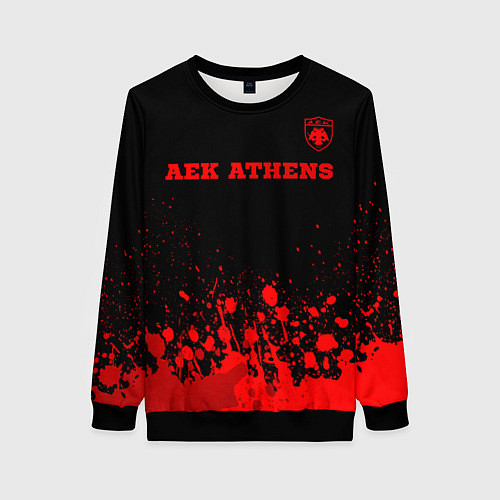 Женский свитшот AEK Athens - red gradient посередине / 3D-Черный – фото 1