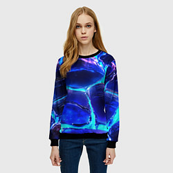 Свитшот женский Объемные плиты в неоновом свечение, цвет: 3D-черный — фото 2
