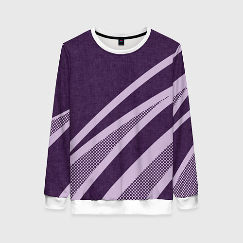 Женский свитшот Фиолетовый абстрактный с полосой / 3D-Белый – фото 1
