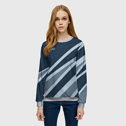 Свитшот женский Sport синий текстурный с полосами, цвет: 3D-меланж — фото 2