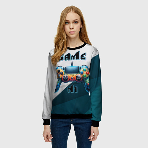 Женский свитшот Игровой джойстик / 3D-Черный – фото 3