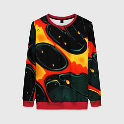 Свитшот женский Оранжевые разломы текстура, цвет: 3D-красный