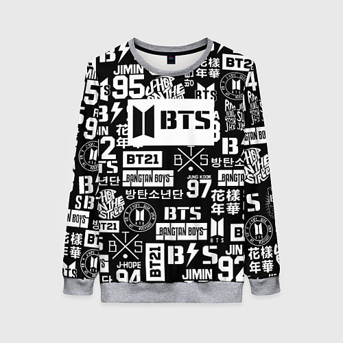 Женский свитшот Bangtan Boys pattern black / 3D-Меланж – фото 1