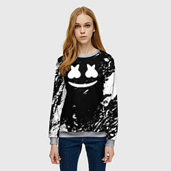 Свитшот женский Marshmello брызги красок, цвет: 3D-меланж — фото 2