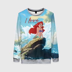 Свитшот женский Ariel I love the ocean - русалка - beautiful big p, цвет: 3D-меланж