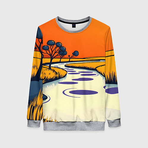 Женский свитшот Арт с фантастическим пейзажем / 3D-Меланж – фото 1