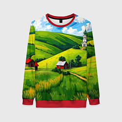 Свитшот женский Русская деревенька, цвет: 3D-красный