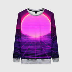 Свитшот женский Синтвейв ретровейв неоновый узор и солнце, цвет: 3D-меланж