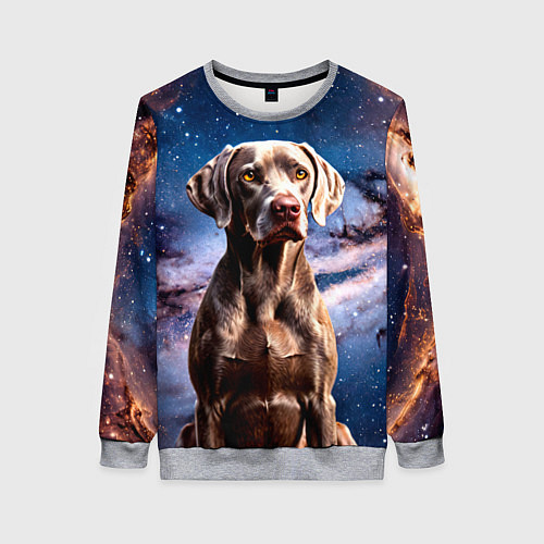 Женский свитшот Веймаранер в космосе / 3D-Меланж – фото 1