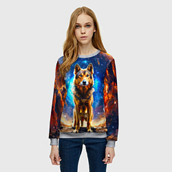 Свитшот женский Волкодав в космосе, цвет: 3D-меланж — фото 2