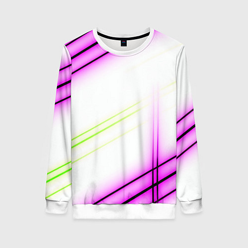 Женский свитшот Green white pink line / 3D-Белый – фото 1