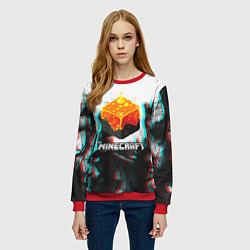 Свитшот женский Minecraft glitch, цвет: 3D-красный — фото 2