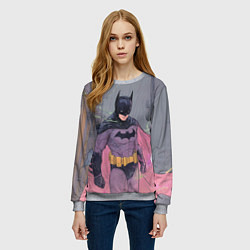 Свитшот женский Бэтмен с розовым плащом, цвет: 3D-меланж — фото 2