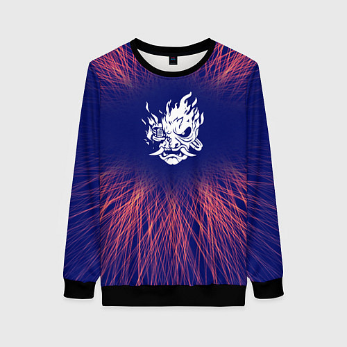 Женский свитшот Cyberpunk 2077 red energy / 3D-Черный – фото 1