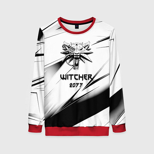 Женский свитшот Ведьмак stripes / 3D-Красный – фото 1