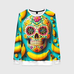 Женский свитшот Череп и бананы - летняя композиция