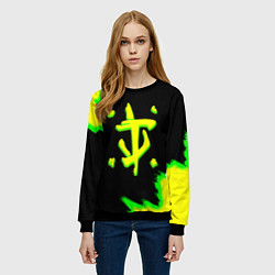 Свитшот женский Doom огненное лого краски, цвет: 3D-черный — фото 2