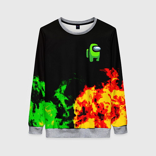 Женский свитшот Амонг ас огненная текстура / 3D-Меланж – фото 1