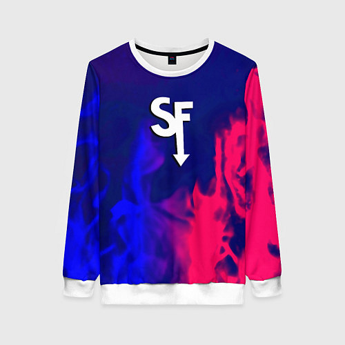 Женский свитшот Sally face neon flame / 3D-Белый – фото 1