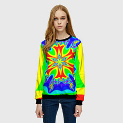 Свитшот женский Неоновая психоделика узор, цвет: 3D-черный — фото 2