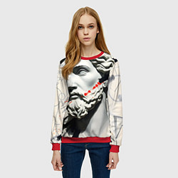 Свитшот женский Античный портрет зарисовки, цвет: 3D-красный — фото 2
