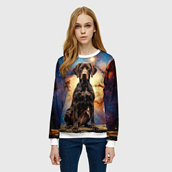 Свитшот женский Курцхаар и космос, цвет: 3D-белый — фото 2