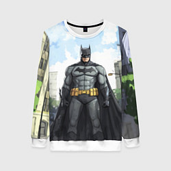 Женский свитшот Бэтмен стоит на улице