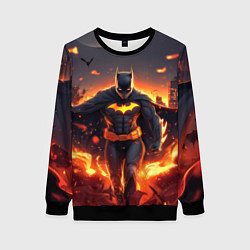 Женский свитшот Бэтмен - летучие мыши и огонь