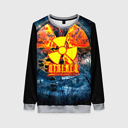 Свитшот женский Stalker огненное лого чернобыль, цвет: 3D-меланж