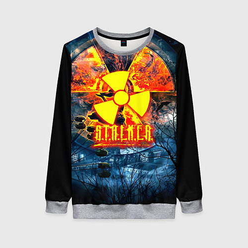 Женский свитшот Stalker огненное лого чернобыль / 3D-Меланж – фото 1