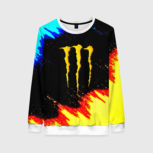 Женский свитшот Monster energy огненные краски / 3D-Белый – фото 1