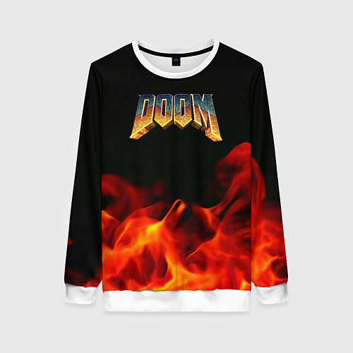 Женский свитшот Doom огненная текстура / 3D-Белый – фото 1