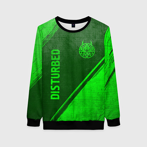 Женский свитшот Disturbed - green gradient вертикально / 3D-Черный – фото 1