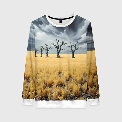 Женский свитшот Деревья в поле / 3D-Белый – фото 1