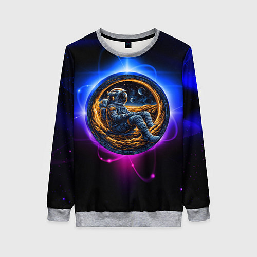 Женский свитшот Космонавт в луне / 3D-Меланж – фото 1