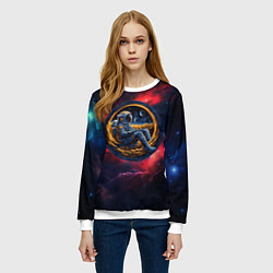 Свитшот женский Космонавт сидит в луне, цвет: 3D-белый — фото 2