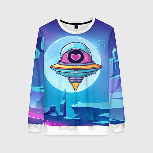 Женский свитшот Нло с сердечком внутри / 3D-Белый – фото 1