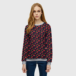 Свитшот женский Паттерн с ягодами вишни, цвет: 3D-меланж — фото 2