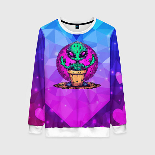 Женский свитшот Кактус в виде инопланетянина / 3D-Белый – фото 1