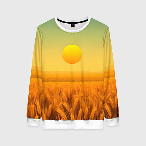 Женский свитшот Закат над пшеничным полем / 3D-Белый – фото 1