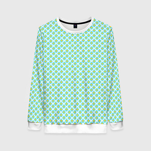 Женский свитшот Ikat ogee - этнический узор / 3D-Белый – фото 1