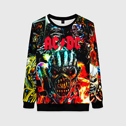 Свитшот женский ACDC рок монстры, цвет: 3D-черный