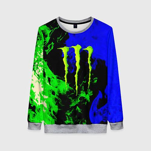 Женский свитшот Monster energy кислотный огонь / 3D-Меланж – фото 1