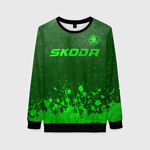 Женский свитшот Skoda - green gradient посередине / 3D-Черный – фото 1