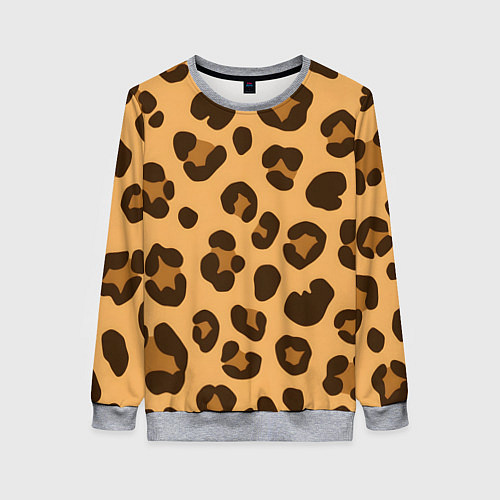 Женский свитшот Коричневые пятна леопарда / 3D-Меланж – фото 1