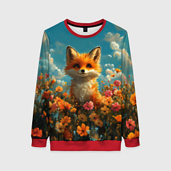 Женский свитшот Лисица в цветочном поле