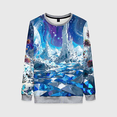 Женский свитшот Космический фантастический пейзаж / 3D-Меланж – фото 1